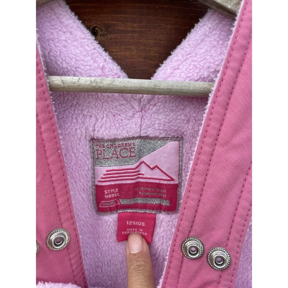 The Childrens Place Pink Fleece Lined Winter Snow Suit Bibs Girls Size‎ 12 M